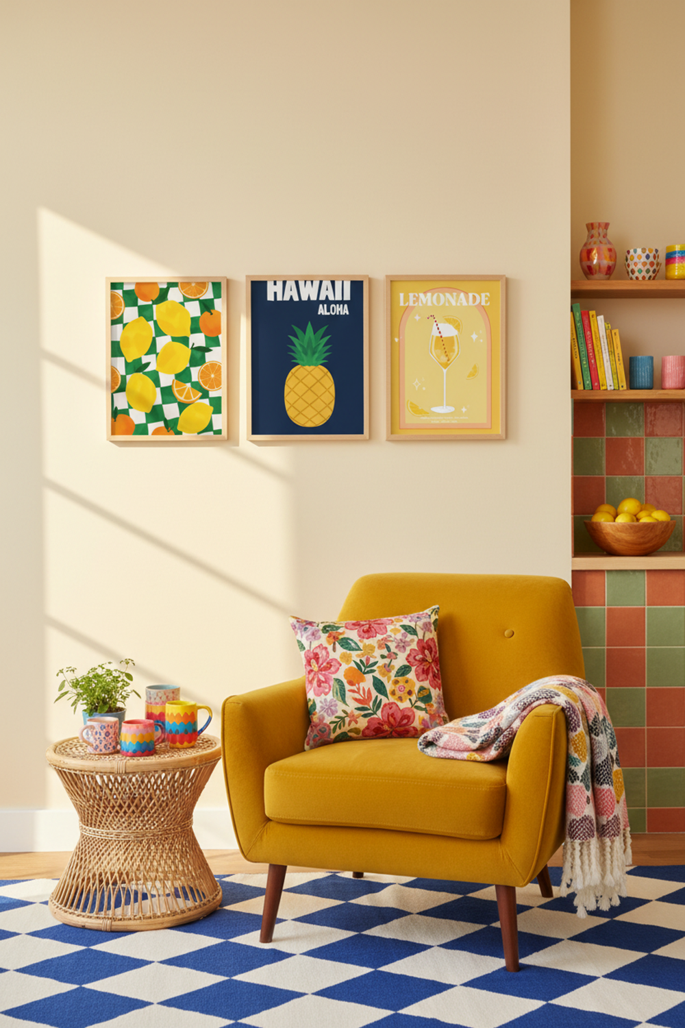 Aloha Hawaii Pineapple Art Print as part of a gallery wall arrangement