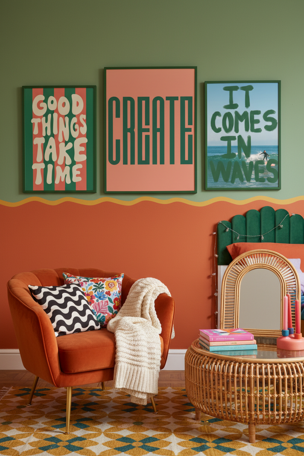 Bold 'Create' Typography Art Print as part of a gallery wall arrangement