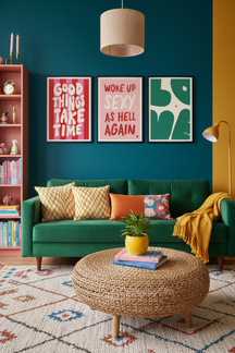 Bold 'Woke Up Sexy' Typography Print as part of a gallery wall arrangement