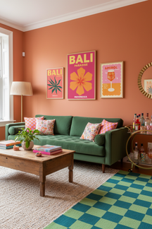 Bold Bali Paradise Travel Art Print as part of a gallery wall arrangement