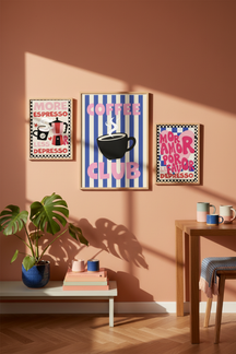Bold Coffee Club Typography Art Print as part of a gallery wall arrangement