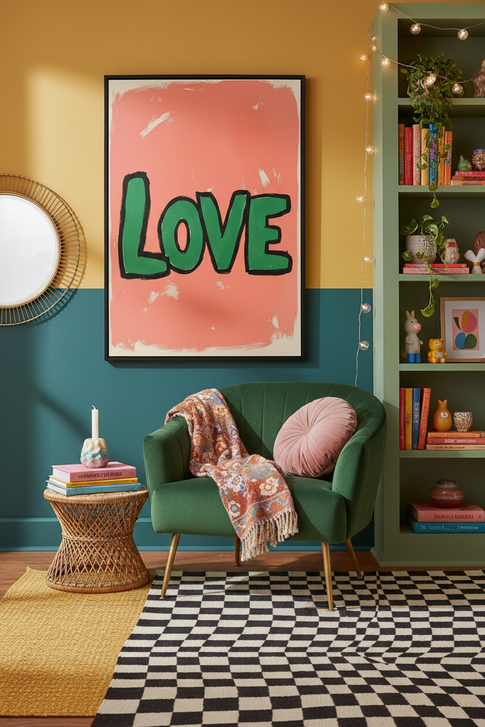 Bold Love Typography Art Print as part of a gallery wall arrangement