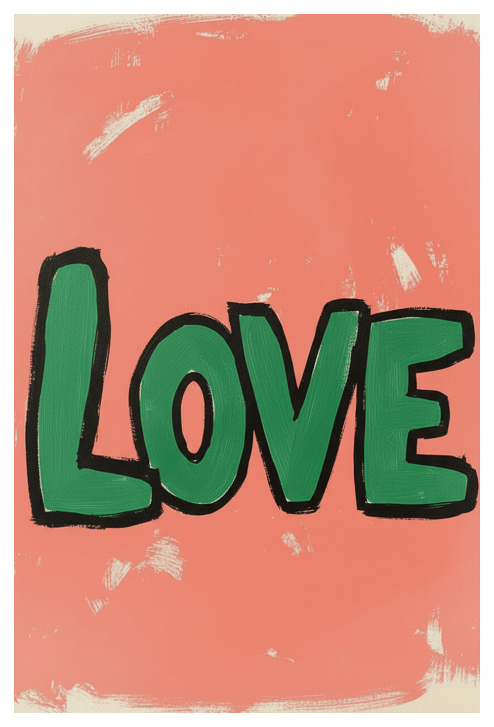 Bold Love Typography Art Print shown framed in a modern room setting