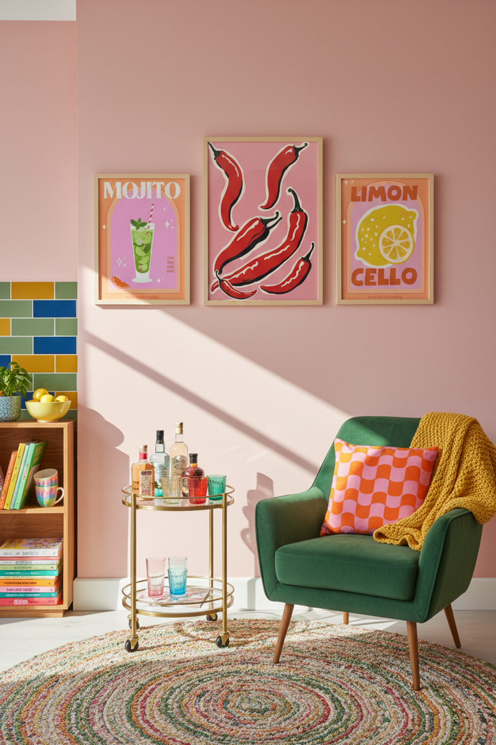 Bold Red Chilli Pepper Art Print as part of a gallery wall arrangement