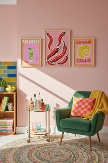 Bold Red Chilli Pepper Art Print as part of a gallery wall arrangement