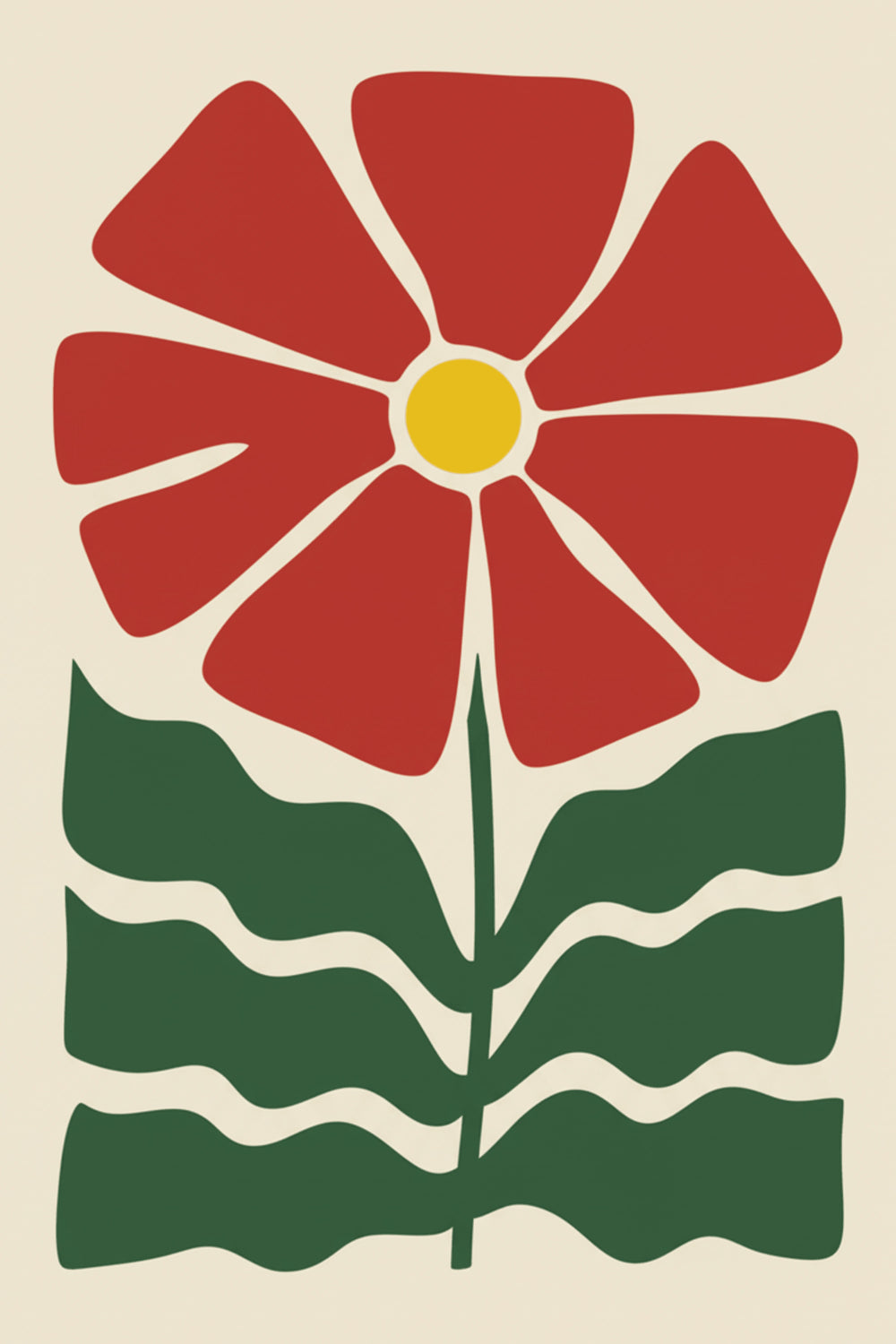 Bold Red Flower Illustration Art Print – wall art print by LOUDHAUS
