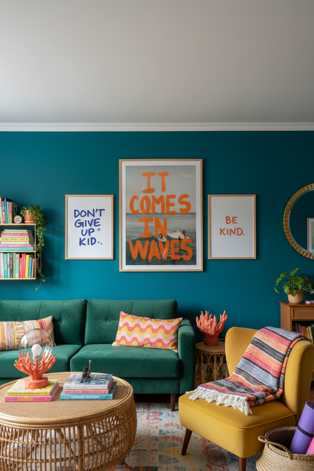 Bold Surfer Quote Art Print as part of a gallery wall arrangement