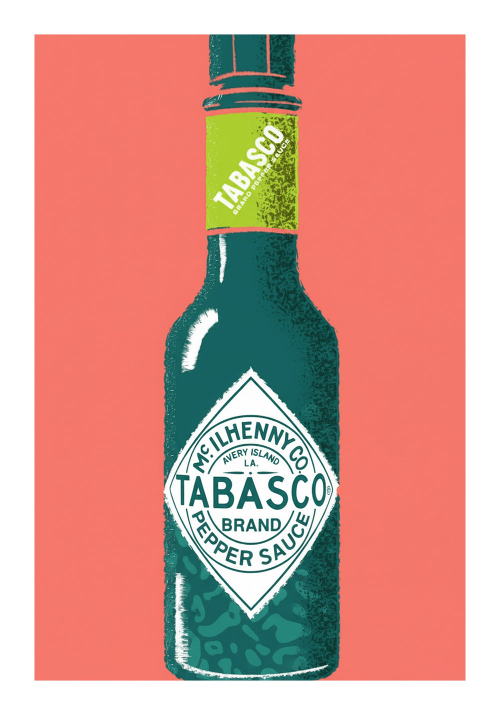 Bold Tabasco Bottle Art Print – wall art print by LOUDHAUS