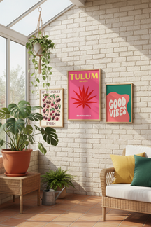 Bold Tulum Mexico Travel Art Print as part of a gallery wall arrangement