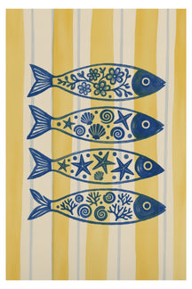 Charming Blue Fish Pattern Art Print – wall art print by LOUDHAUS