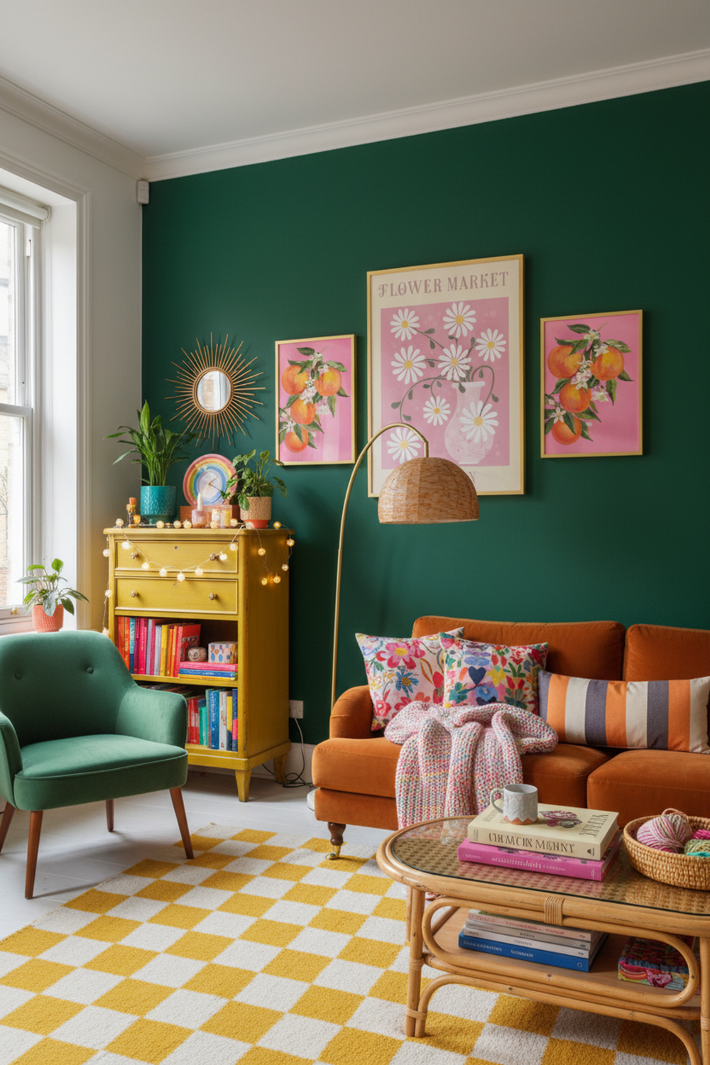 Charming Daisy Flower Market Art Print as part of a gallery wall arrangement