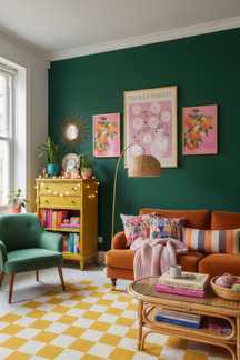 Charming Daisy Flower Market Art Print as part of a gallery wall arrangement