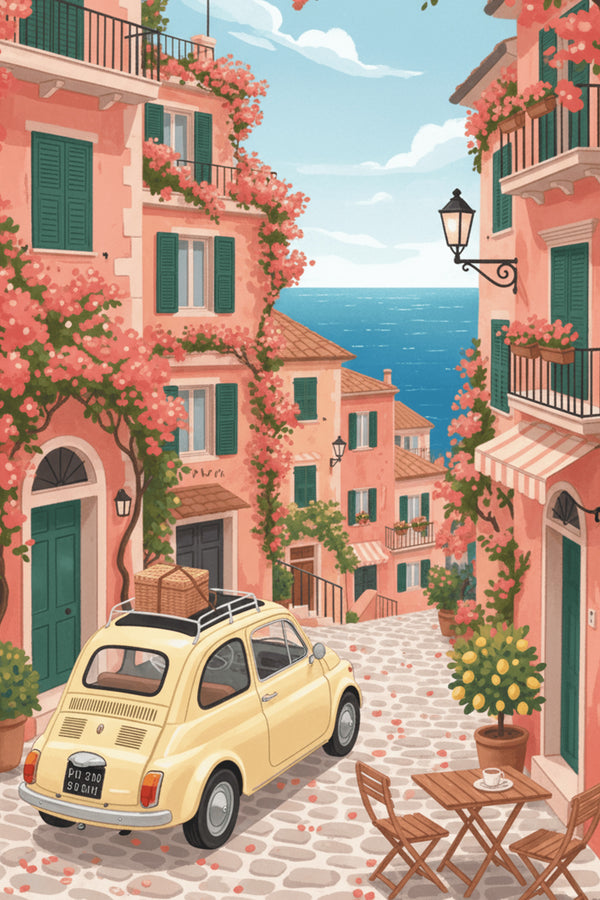 Charming Italian Coastal Town Art Print – wall art print by LOUDHAUS