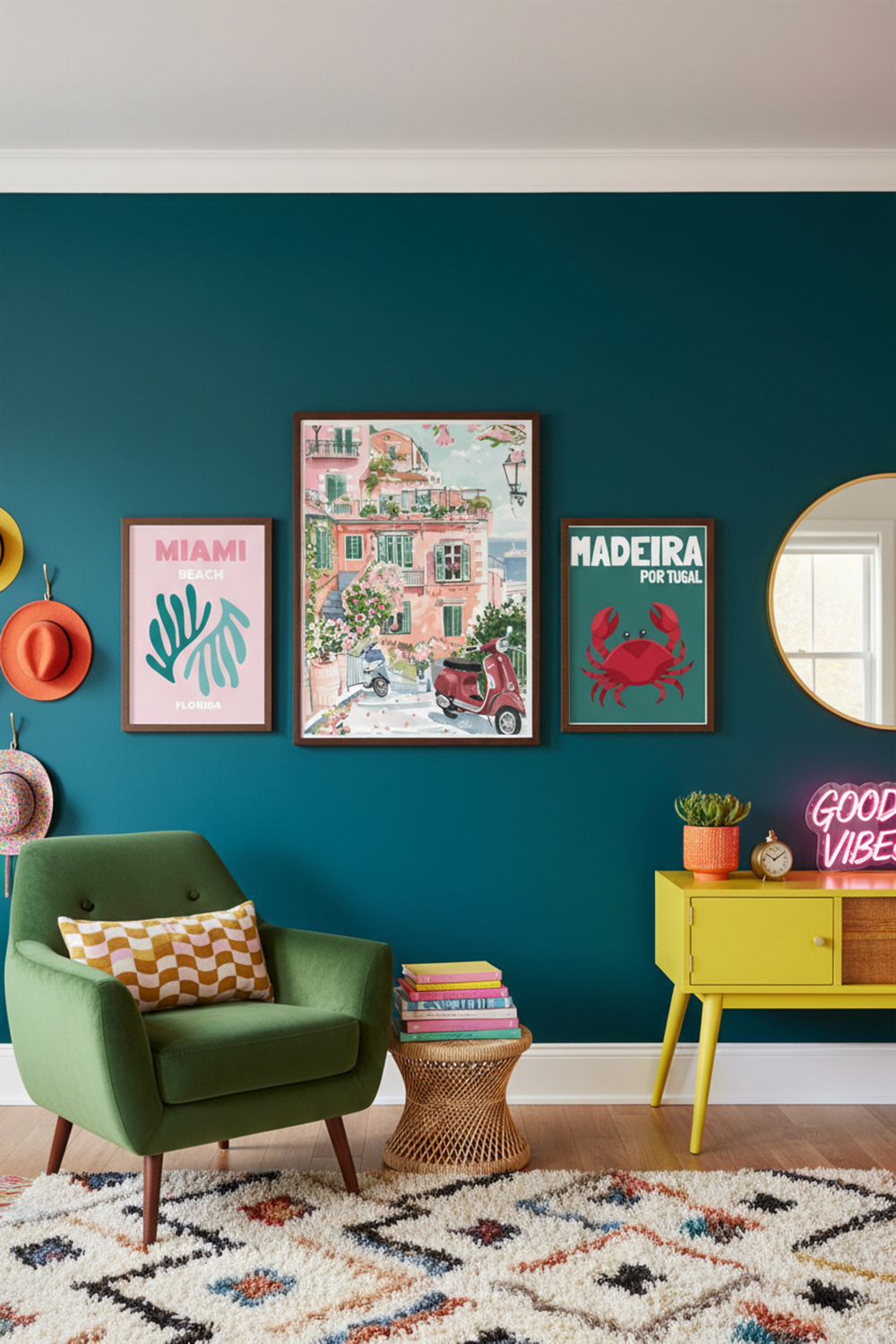 Charming Italian Townscape Art Print as part of a gallery wall arrangement