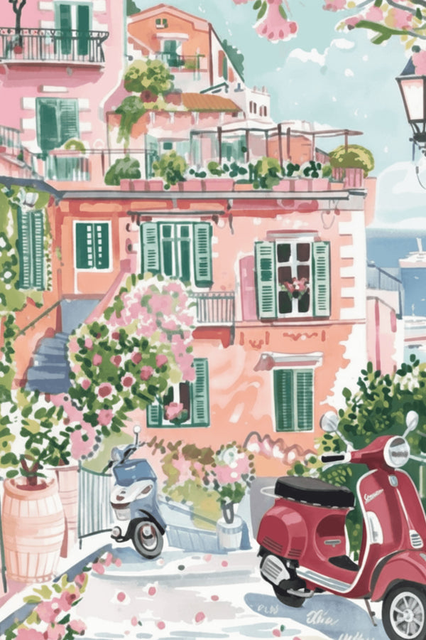 Charming Italian Townscape Art Print – wall art print by LOUDHAUS