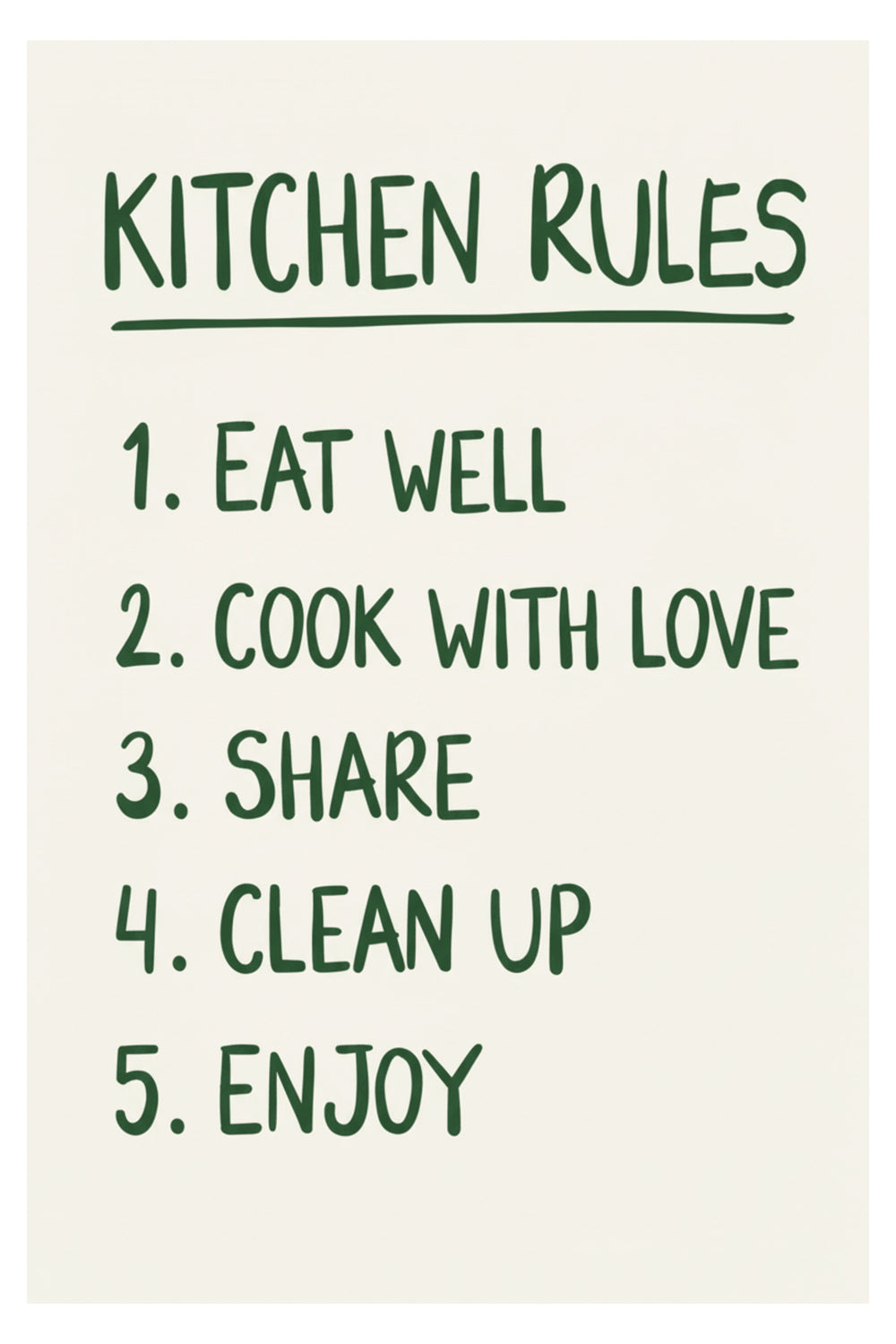 Charming Kitchen Rules Typography Art Print – wall art print by LOUDHAUS