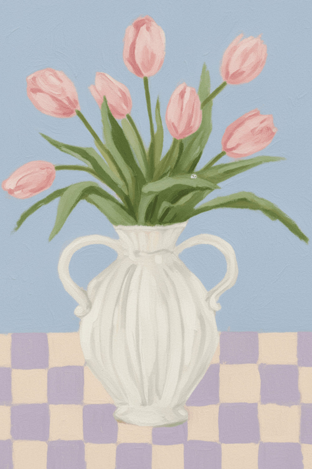 Charming Pink Tulip Vase Art Print – wall art print by LOUDHAUS