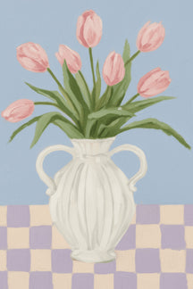 Charming Pink Tulip Vase Art Print – wall art print by LOUDHAUS