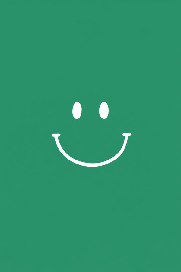 Cheerful Green Smiley Face Art Print – wall art print by LOUDHAUS