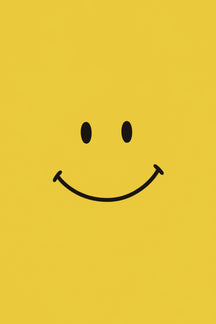 Cheerful Yellow Smiley Face Art Print – wall art print by LOUDHAUS