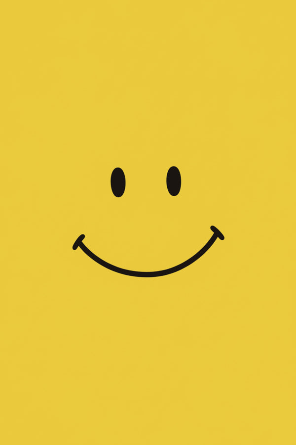 Cheerful Yellow Smiley Face Art Print – wall art print by LOUDHAUS