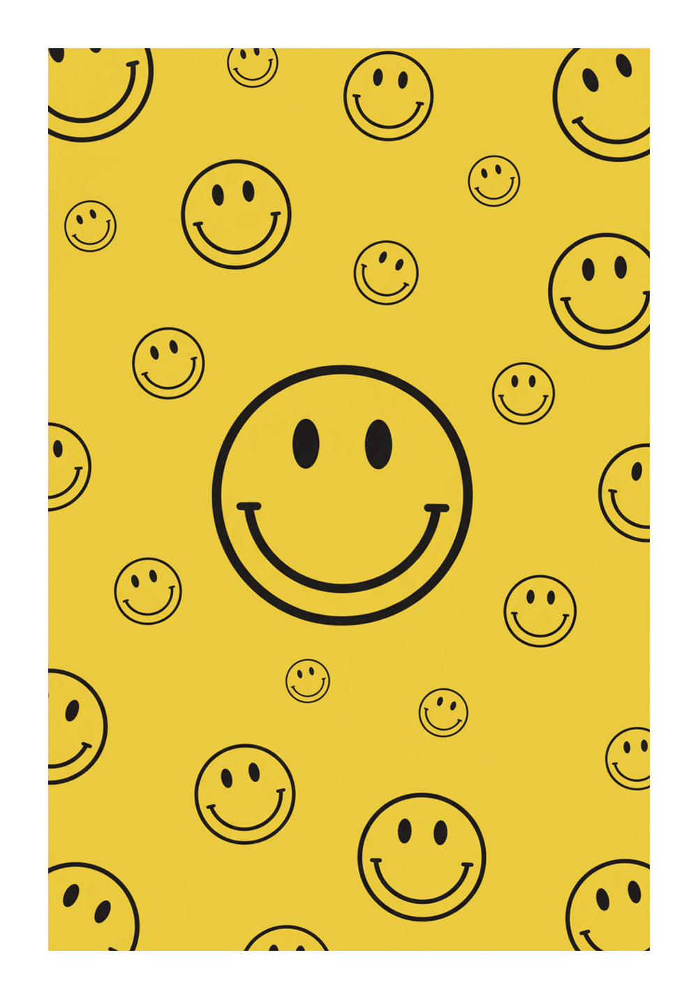 Cheerful Yellow Smiley Face Art Print – wall art print by LOUDHAUS