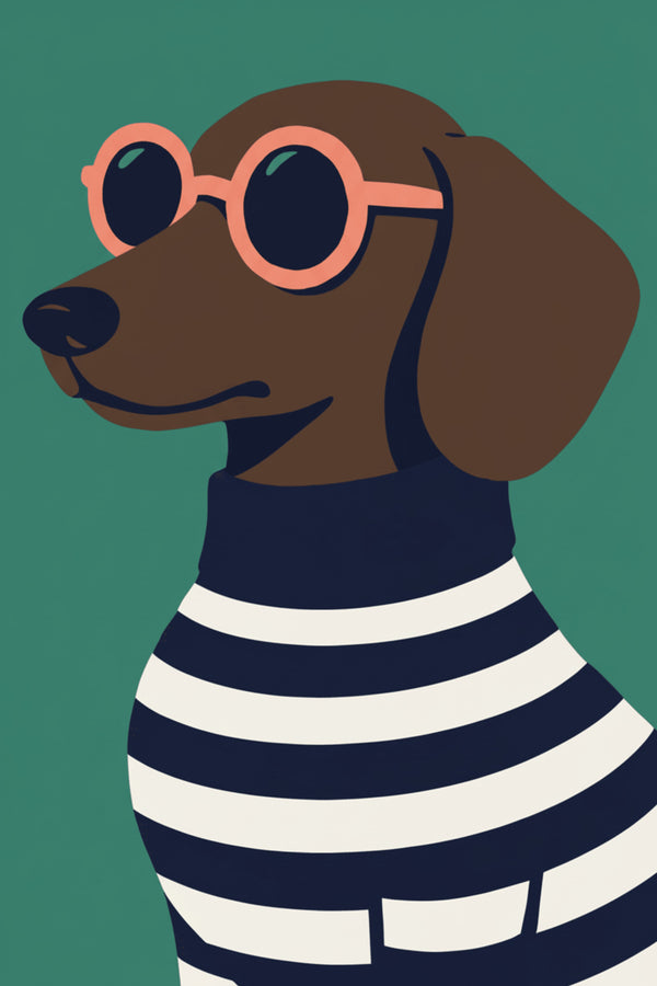 Chic Dachshund Dog Art Print – wall art print by LOUDHAUS