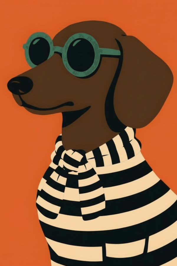 Chic Dachshund Dog Illustration Art Print – wall art print by LOUDHAUS