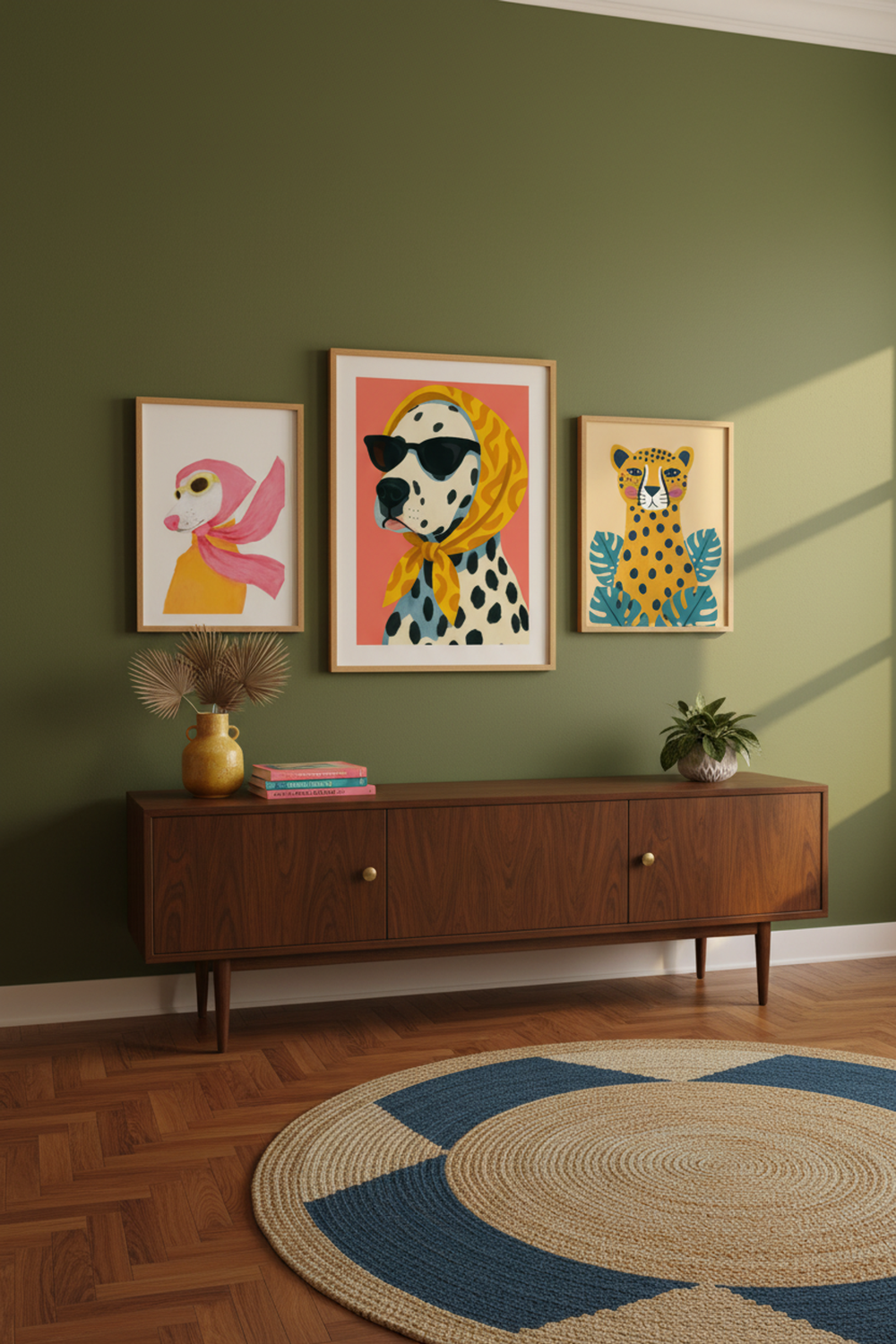Chic Dalmatian Dog Art Print as part of a gallery wall arrangement