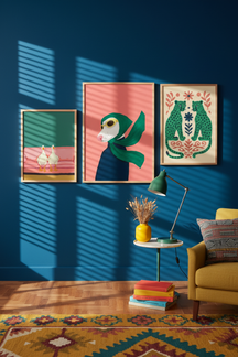 Chic Dog Aviator Art Print as part of a gallery wall arrangement