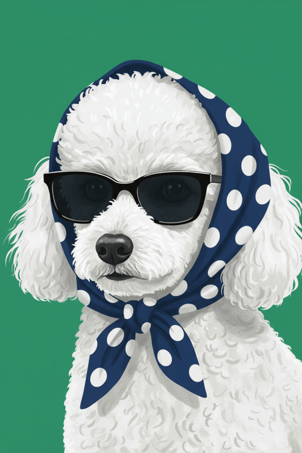 Chic Poodle with Scarf Art Print – wall art print by LOUDHAUS
