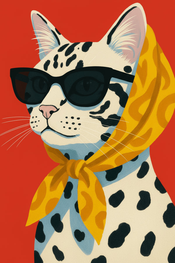 Chic Spotted Cat Art Print – wall art print by LOUDHAUS