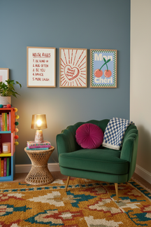 Cosy Home Sweet Home Art Print as part of a gallery wall arrangement