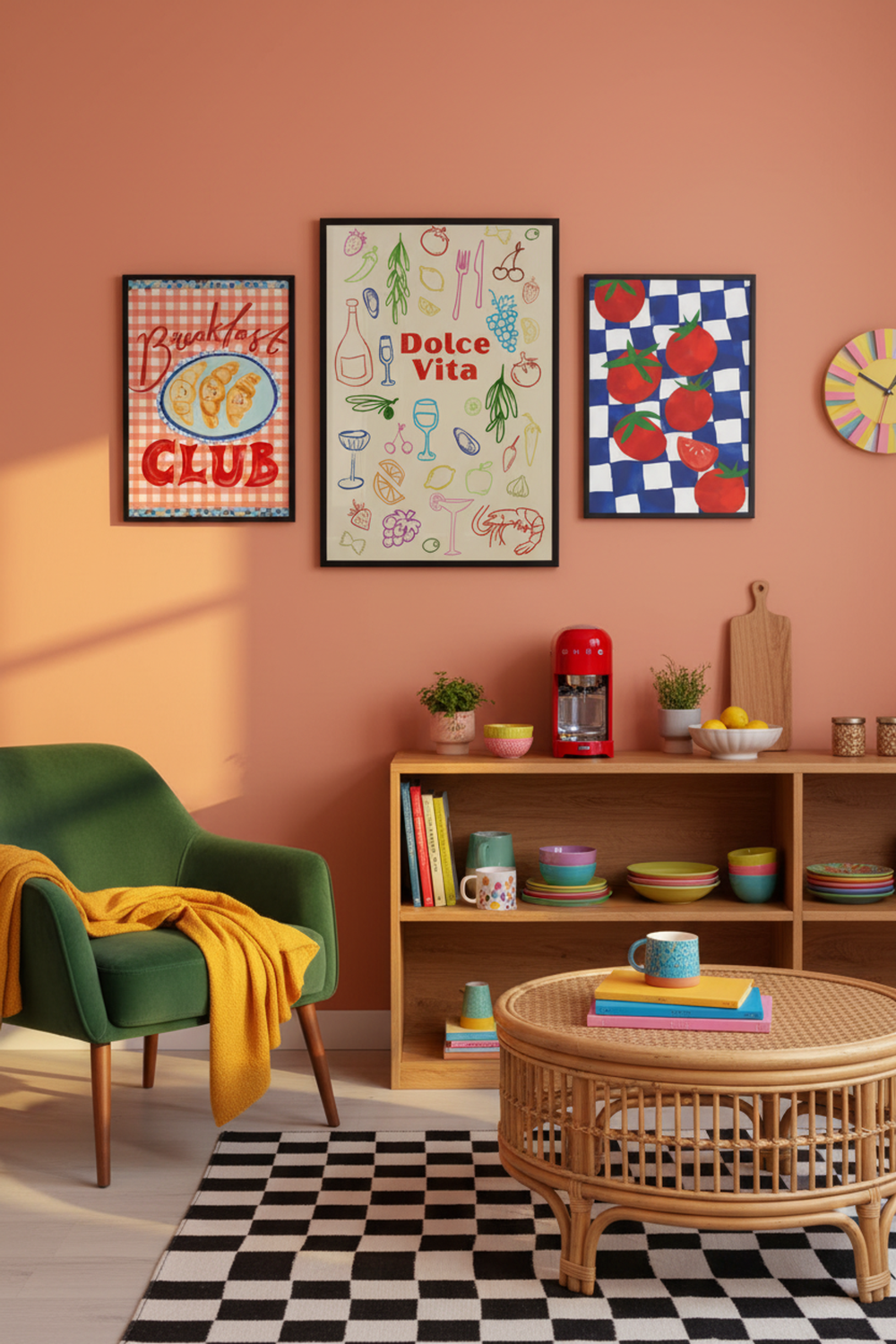 Dolce Vita Italian Food Art Print as part of a gallery wall arrangement