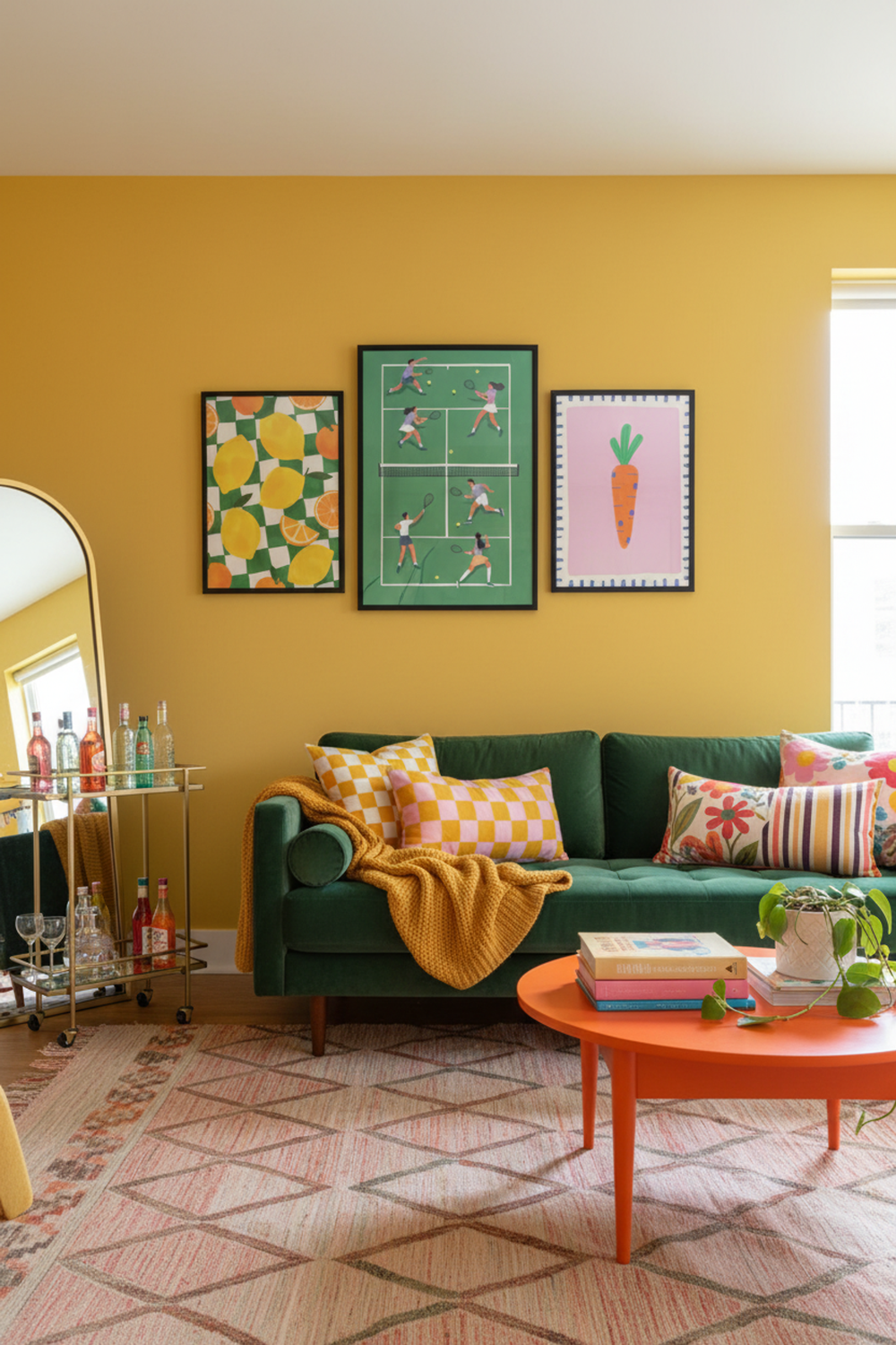 Dynamic Tennis Court Players Art Print as part of a gallery wall arrangement