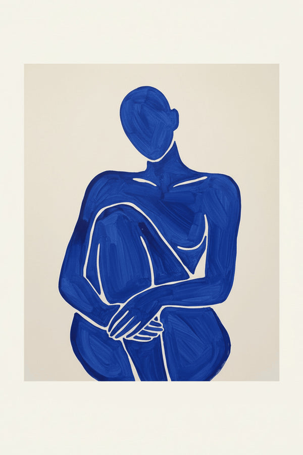 Elegant Blue Figure Art Print – wall art print by LOUDHAUS