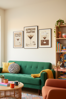 Espresso Martini Recipe Art Print as part of a gallery wall arrangement