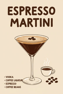 Espresso Martini Recipe Art Print – wall art print by LOUDHAUS