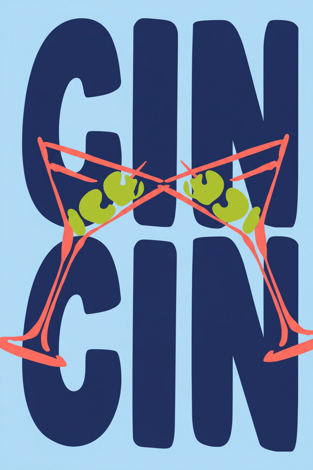 Gin Cin Cocktail Typography Art Print – wall art print by LOUDHAUS