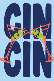 Gin Cin Cocktail Typography Art Print – wall art print by LOUDHAUS