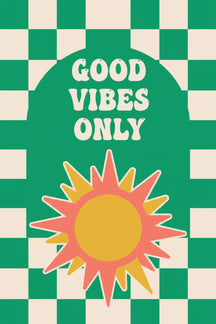 Good Vibes Only Retro Sun Art Print – wall art print by LOUDHAUS