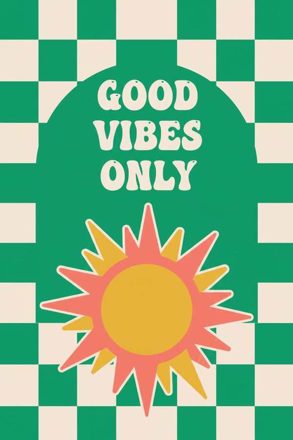 Good Vibes Only Retro Sun Art Print – wall art print by LOUDHAUS