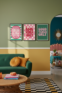 Good Vibes Only Typography Art Print as part of a gallery wall arrangement