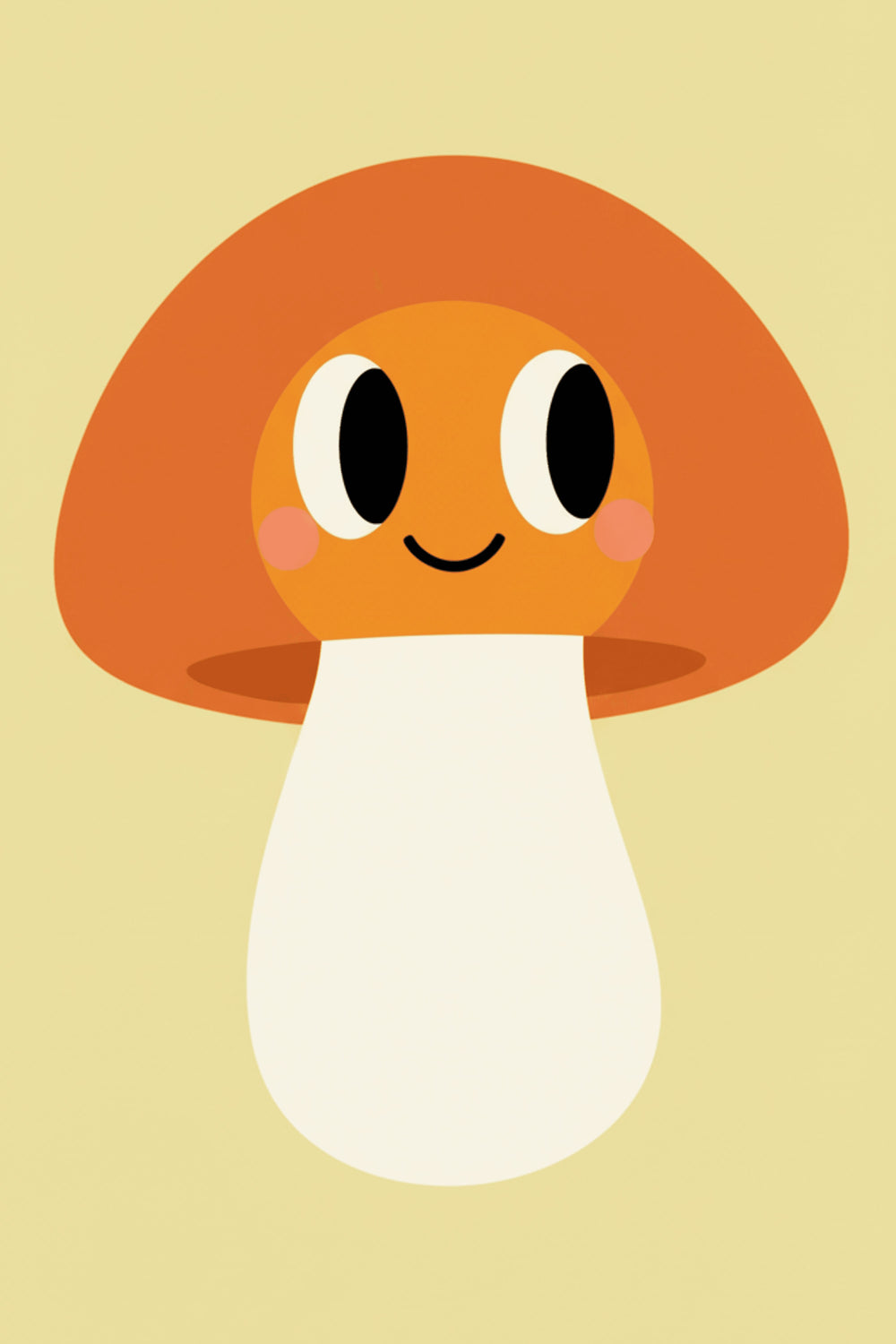 Happy Mushroom - Playful Illustration Wall Art Print – wall art print by LOUDHAUS
