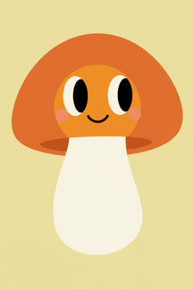Happy Mushroom - Playful Illustration Wall Art Print – wall art print by LOUDHAUS