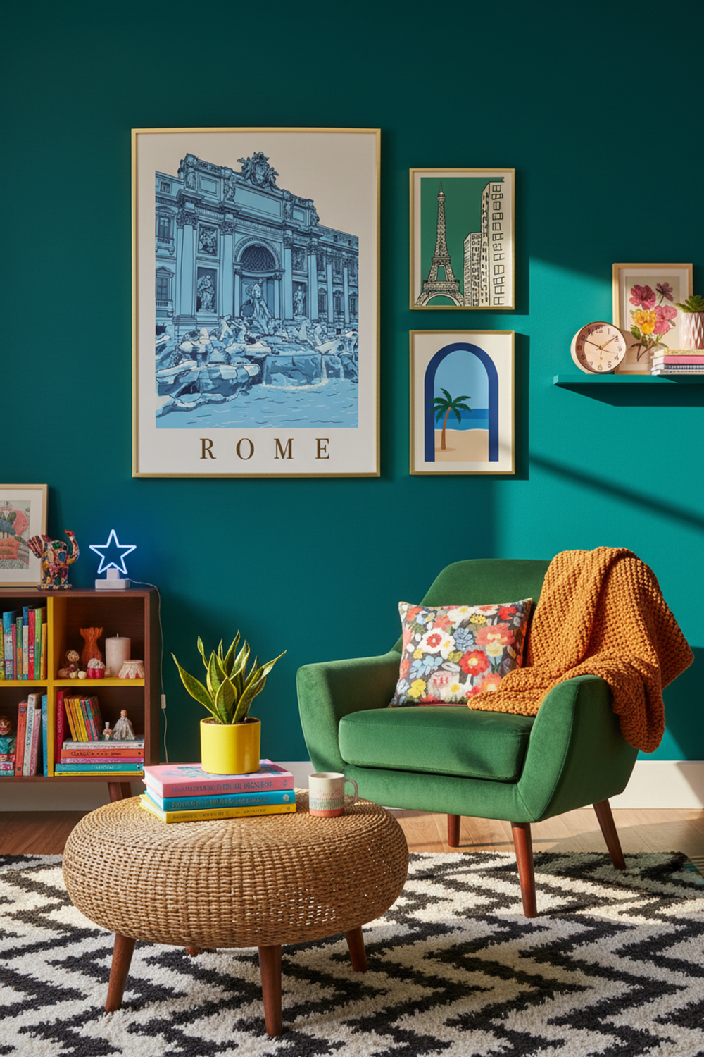 Iconic Trevi Fountain Rome Art Print as part of a gallery wall arrangement