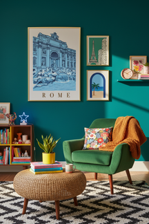 Iconic Trevi Fountain Rome Art Print as part of a gallery wall arrangement