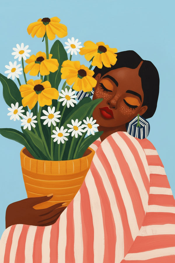 Joyful Floral Embrace Art Print – wall art print by LOUDHAUS