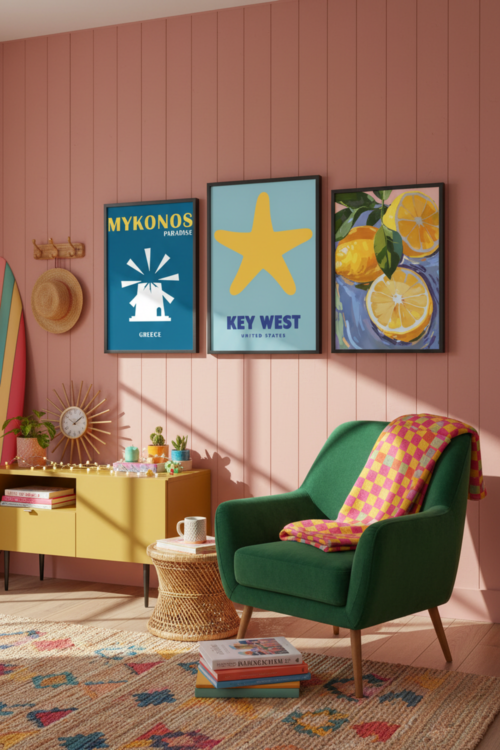 Key West Starfish Travel Art Print as part of a gallery wall arrangement