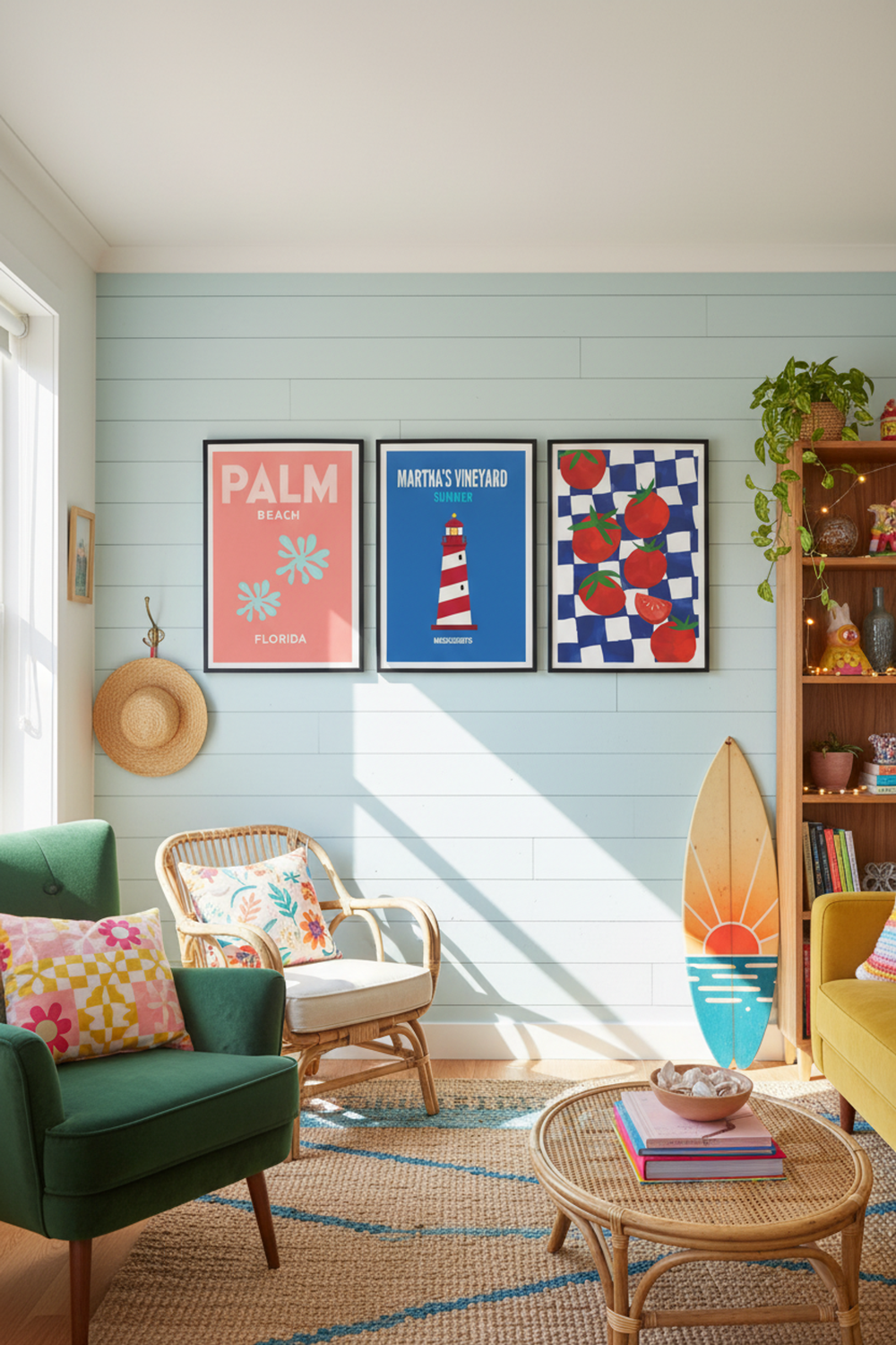 Martha's Vineyard Lighthouse Art Print as part of a gallery wall arrangement